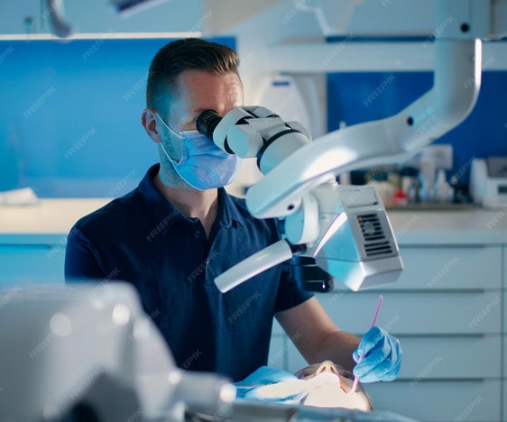 Dentist explaining dental exam results and next steps during a first visit