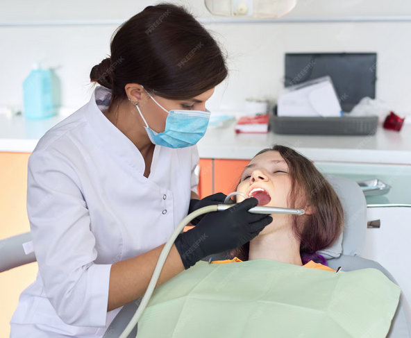 Dentist providing gentle and reassuring care to a child during a dental visit